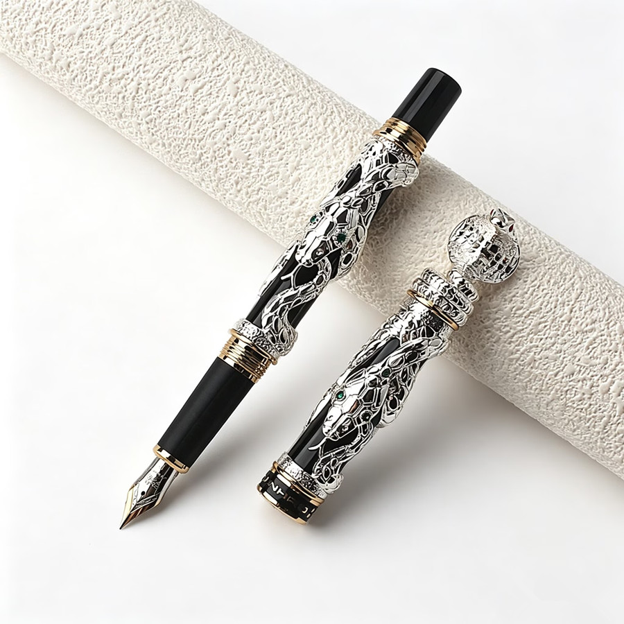 Vintage Collectible Pens - Jinhao Luxus Füllfederhalter mit Schlangenprägung, Metallgraviert,