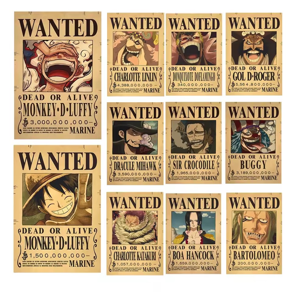 Vintage Game Collection - Anime One Piece Wanted-Plakate Luffy Gear